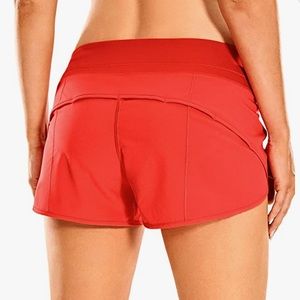 CRZ YOGA Women's Workout Running Shorts Mesh Liner - 2.5'' Color Poppy